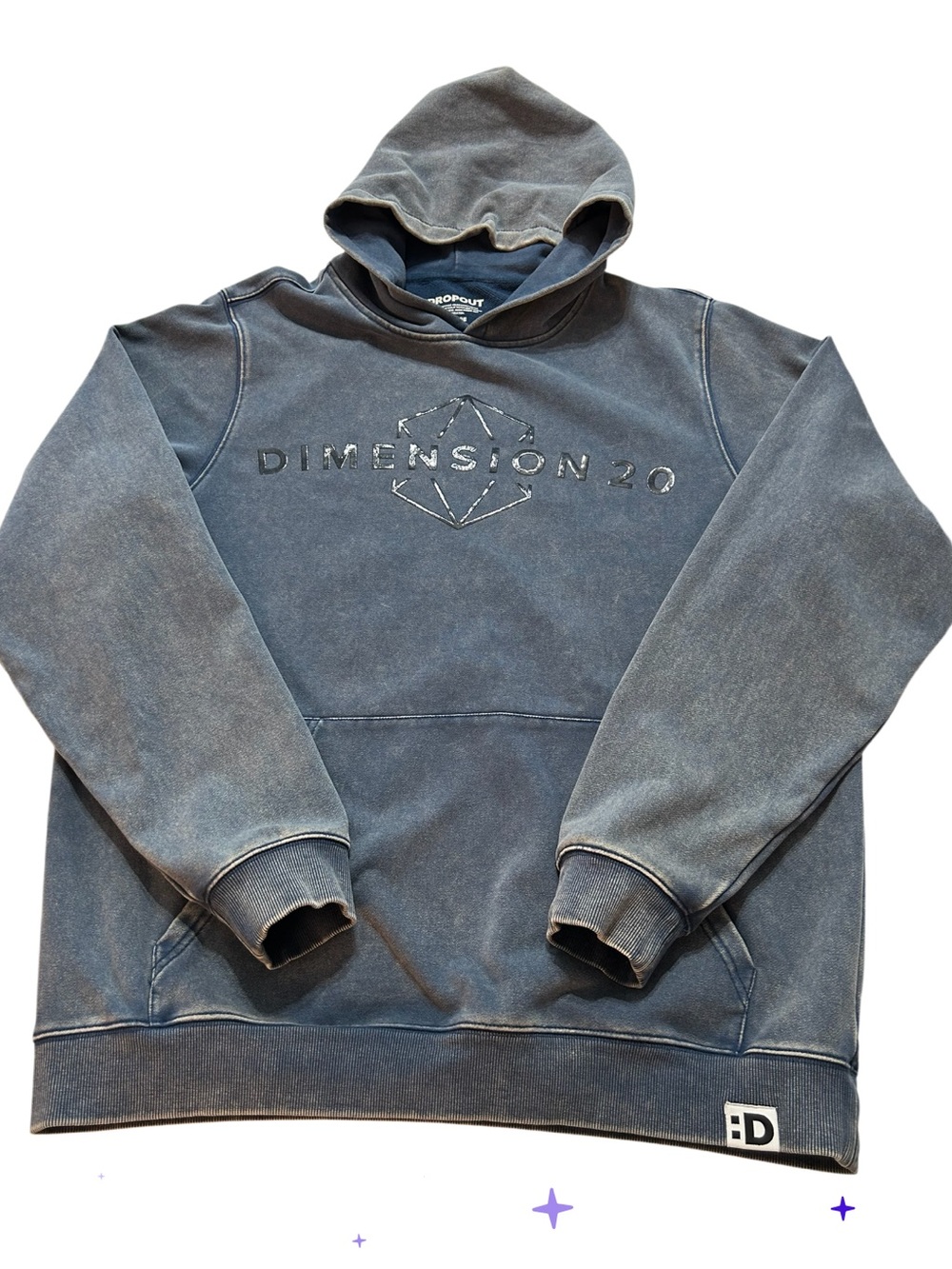 Dropout Dimension 20 Mineral-Wash Pullover Hoodie Heavyweight Unisex XL